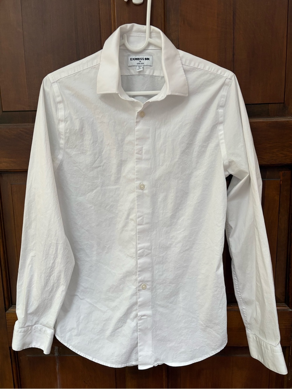 Express Men’s White Button-Down Dress Shirt - Extra Slim Small